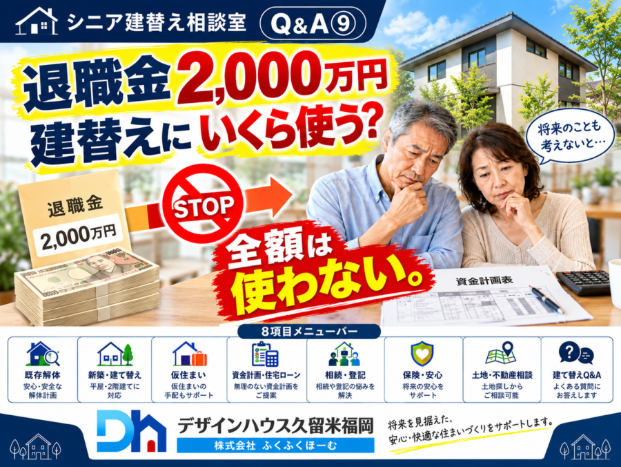 50代・60代の建替え｜退職金はいくら使っていい？老後資金を守る考え方